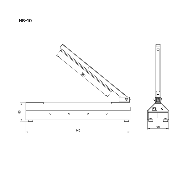 Dimensions for the HB-10 bag sealer